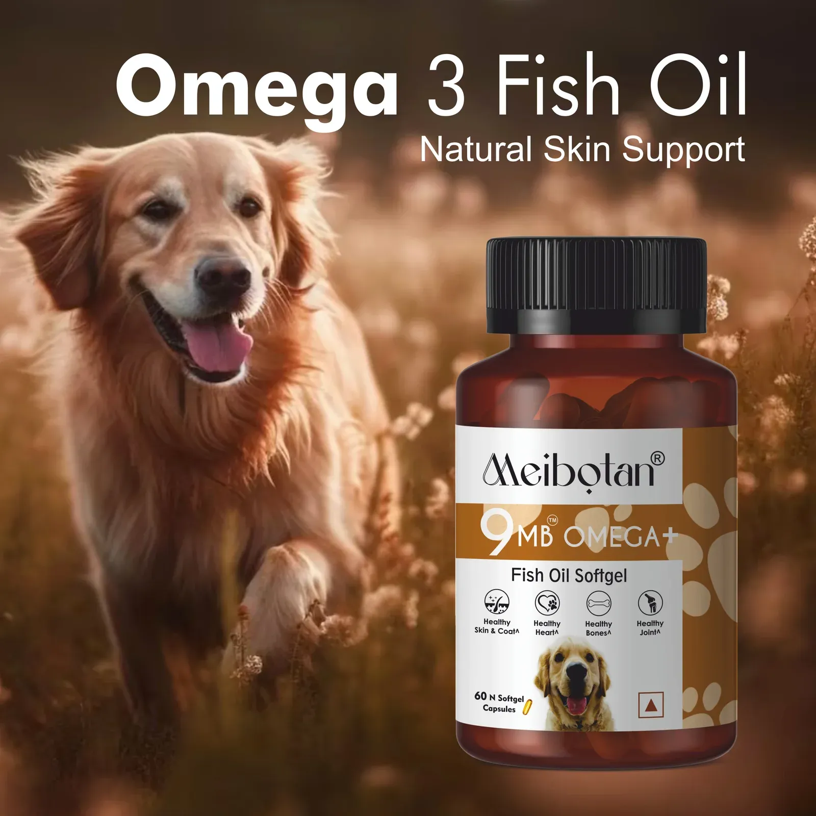 Meibotan Fish Oil for Dogs – The Best Fish Oil for Dogs Tablets for Immunity, Shiny Coat & Healthy Growth